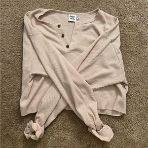 Cropped Waffle Knit shirt